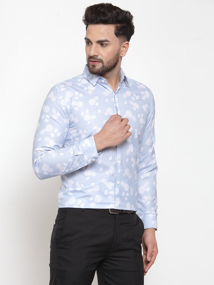 Jainish Blue Men's Cotton Printed Formal Shirt's ( SF 751Sky ) - Distacart