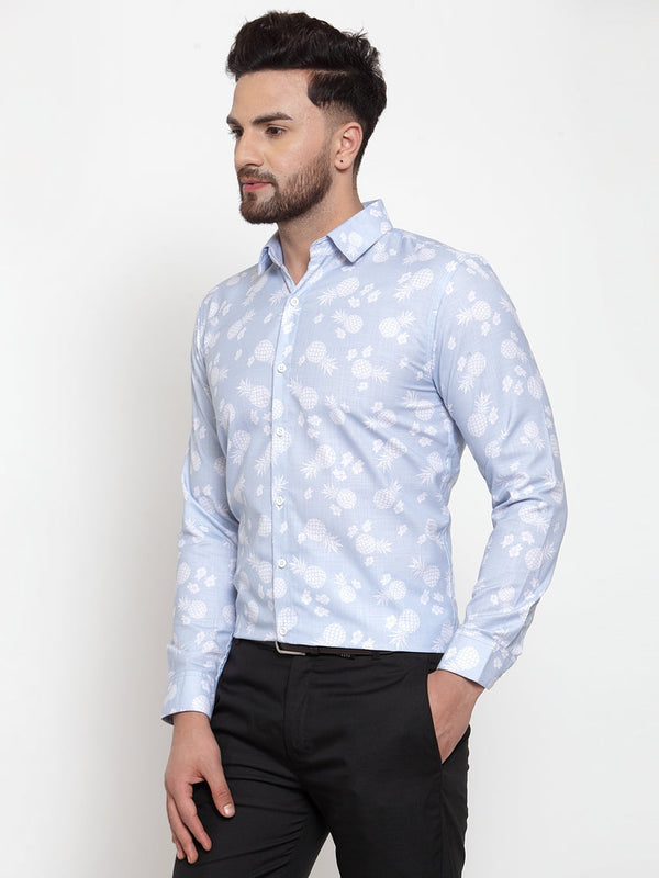 Jainish Blue Men's Cotton Printed Formal Shirt's ( SF 751Sky ) - Distacart