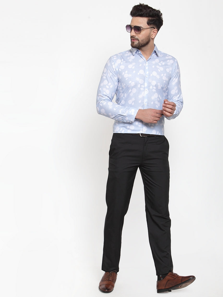 Jainish Blue Men's Cotton Printed Formal Shirt's ( SF 751Sky ) - Distacart