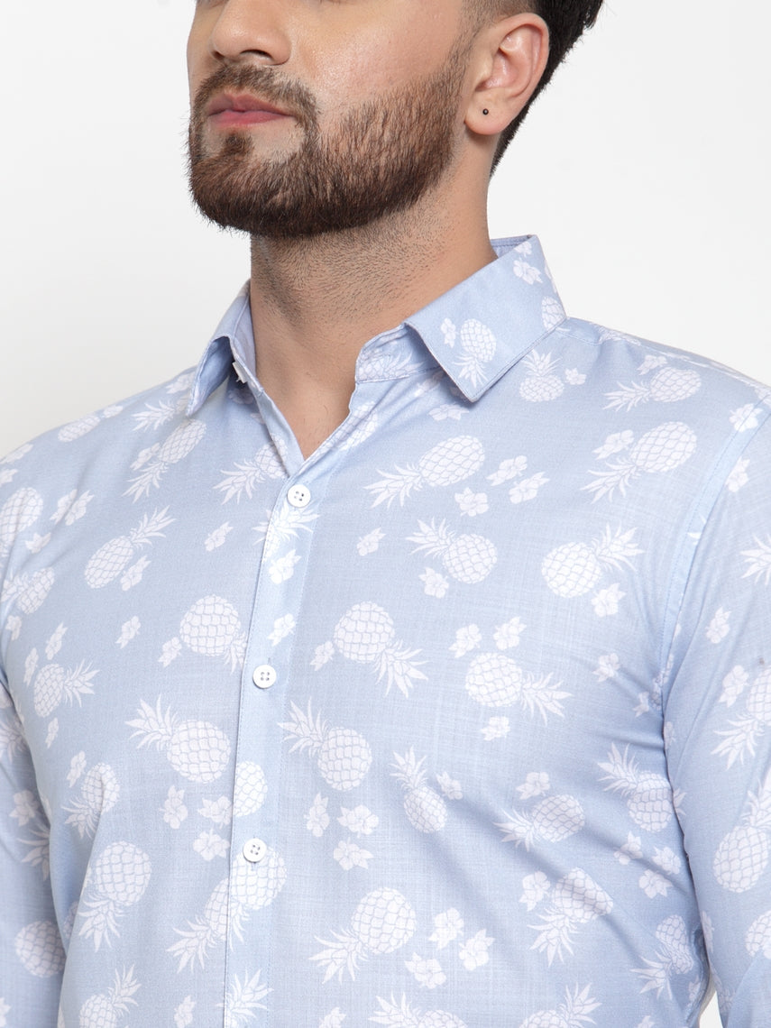 Jainish Blue Men's Cotton Printed Formal Shirt's ( SF 751Sky ) - Distacart