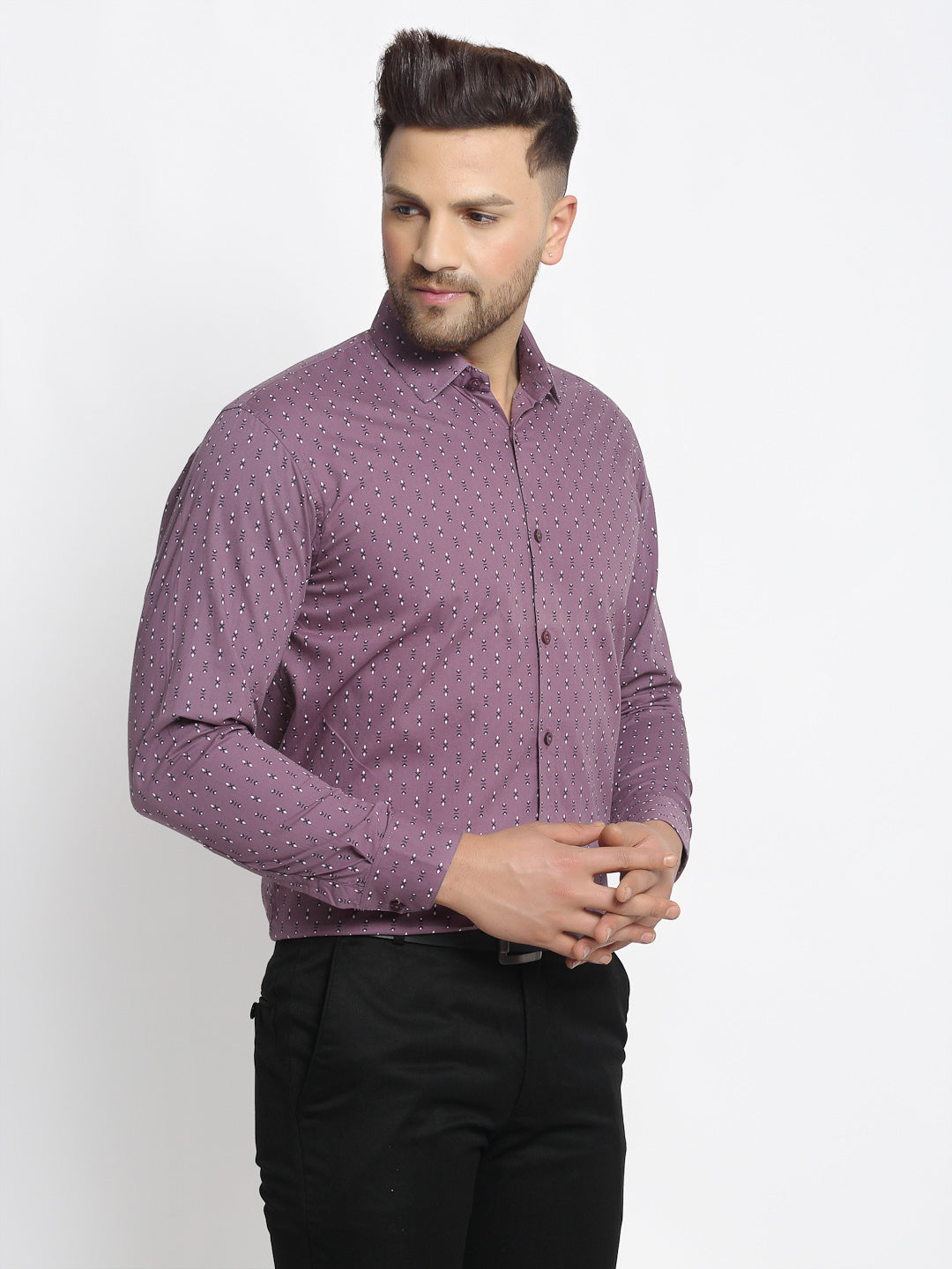 Jainish Magenta Men's Cotton Printed Formal Shirt's ( SF 752Wine ) - Distacart