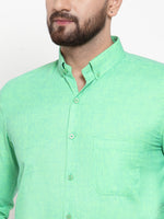 Thumbnail for Jainish Green Men's Cotton Solid Button Down Formal Shirts ( SF 753Green ) - Distacart