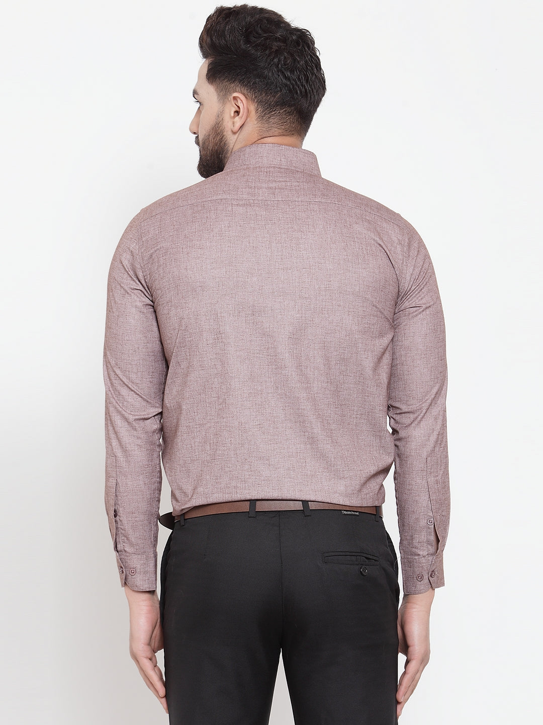 Jainish Brown Men's Cotton Solid Button Down Formal Shirts ( SF 753Mauve ) - Distacart