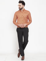 Thumbnail for Jainish Orange Men's Cotton Solid Button Down Formal Shirts ( SF 753Orange ) - Distacart