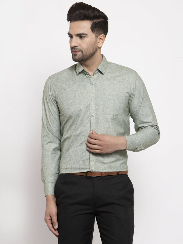 Jainish Green Men's Cotton Solid Button Down Formal Shirts ( SF 753Pista ) - Distacart