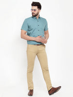 Thumbnail for Jainish Green Men's Cotton Half Sleeves Solid Formal Shirts ( SF 754Aqua ) - Distacart