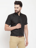 Thumbnail for Jainish Black Men's Cotton Half Sleeves Solid Formal Shirts ( SF 754Black ) - Distacart