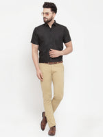 Thumbnail for Jainish Black Men's Cotton Half Sleeves Solid Formal Shirts ( SF 754Black ) - Distacart