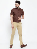 Thumbnail for Jainish Brown Men's Cotton Half Sleeves Solid Formal Shirts ( SF 754Coffee ) - Distacart