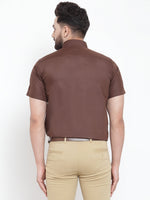 Thumbnail for Jainish Brown Men's Cotton Half Sleeves Solid Formal Shirts ( SF 754Coffee ) - Distacart