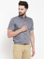Thumbnail for Jainish Grey Men's Cotton Half Sleeves Solid Formal Shirts ( SF 754Grey ) - Distacart