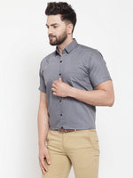 Thumbnail for Jainish Grey Men's Cotton Half Sleeves Solid Formal Shirts ( SF 754Grey ) - Distacart