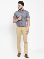 Thumbnail for Jainish Grey Men's Cotton Half Sleeves Solid Formal Shirts ( SF 754Grey ) - Distacart
