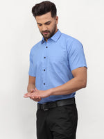 Thumbnail for Jainish Blue Men's Cotton Half Sleeves Solid Formal Shirts ( SF 754Light-Blue ) - Distacart