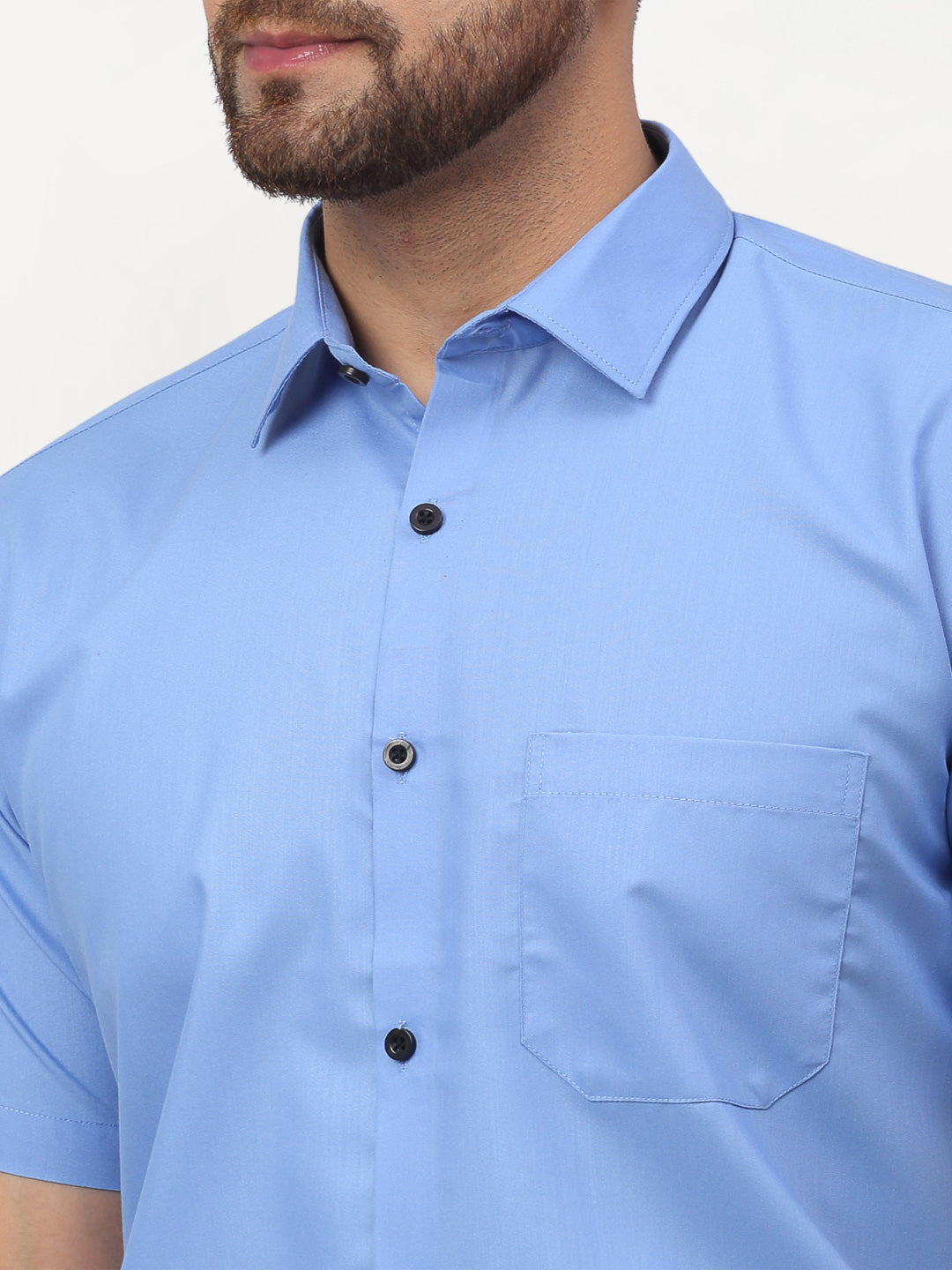 Jainish Blue Men's Cotton Half Sleeves Solid Formal Shirts ( SF 754Light-Blue ) - Distacart
