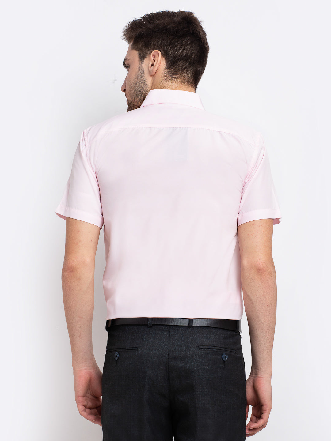 Jainish Pink Men's Cotton Half Sleeves Solid Formal Shirts ( SF 754Light-Pink ) - Distacart