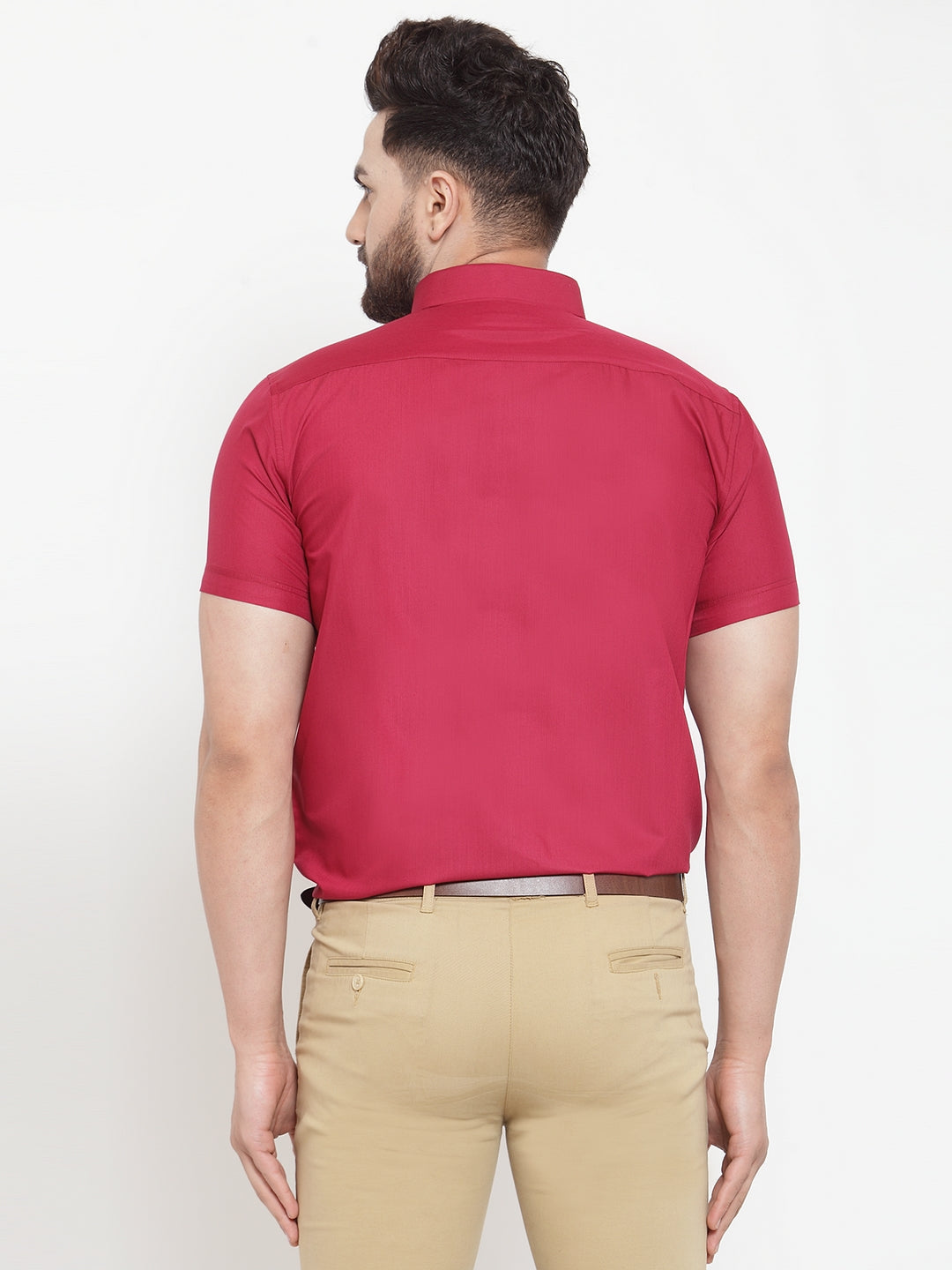 Jainish Maroon Men's Cotton Half Sleeves Solid Formal Shirts ( SF 754Mehroon ) - Distacart