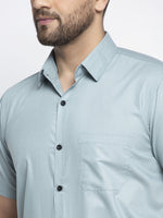 Thumbnail for Jainish Green Men's Cotton Half Sleeves Solid Formal Shirts ( SF 754Sea-Green ) - Distacart