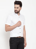 Thumbnail for Jainish White Men's Cotton Half Sleeves Solid Formal Shirts ( SF 754White ) - Distacart