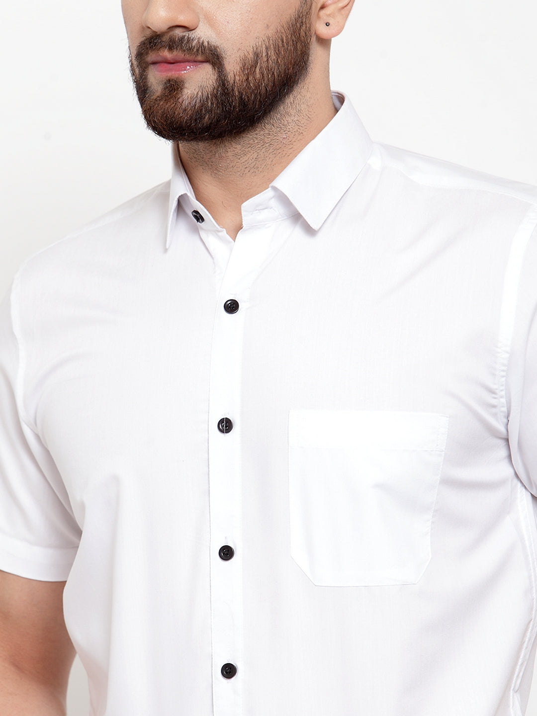 Jainish White Men's Cotton Half Sleeves Solid Formal Shirts ( SF 754White ) - Distacart