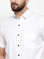 Thumbnail for Jainish White Men's Cotton Half Sleeves Solid Formal Shirts ( SF 754White ) - Distacart