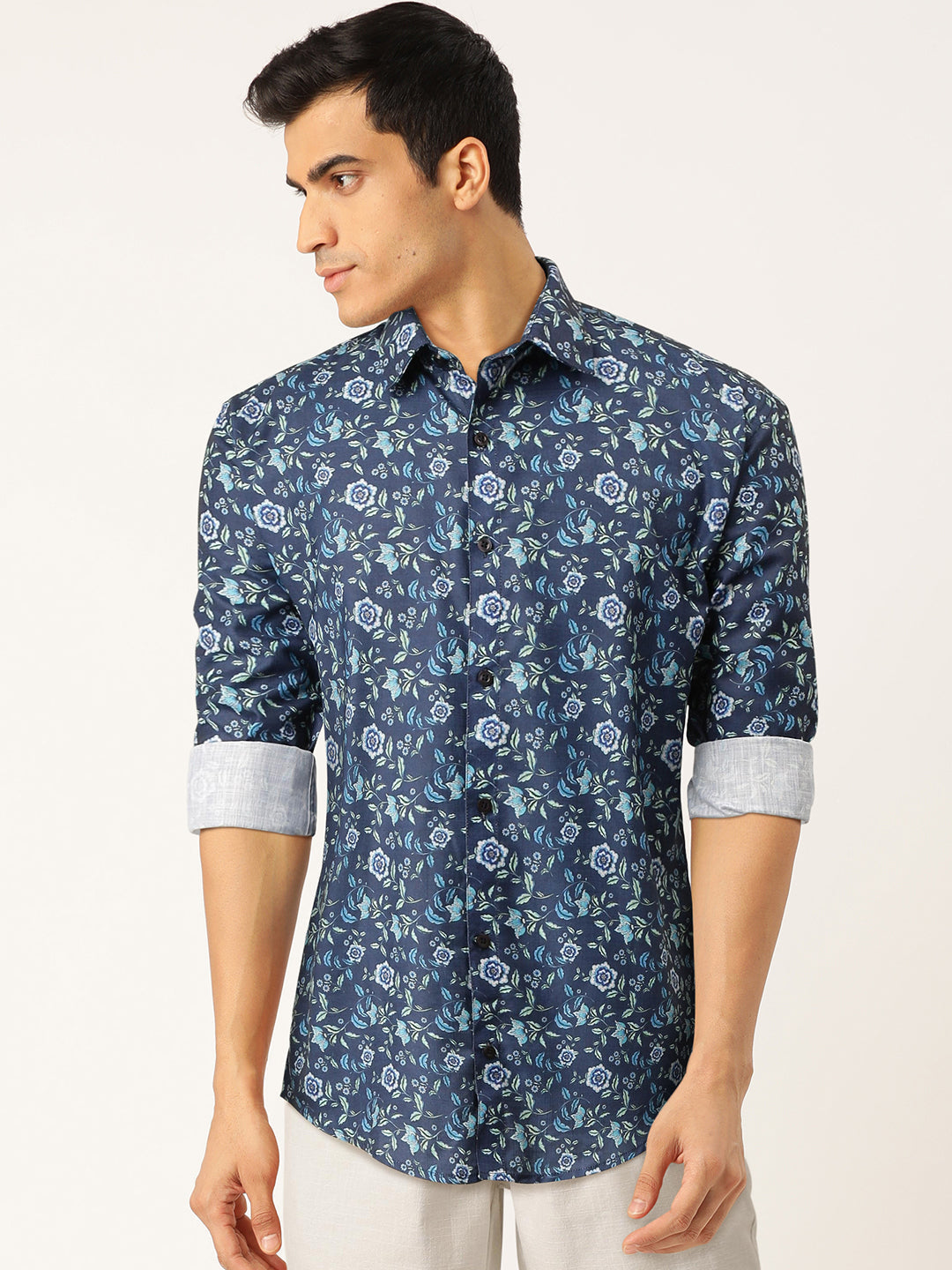 Jainish Blue Men's Cotton Printed Formal Shirt's ( SF 756Blue ) - Distacart
