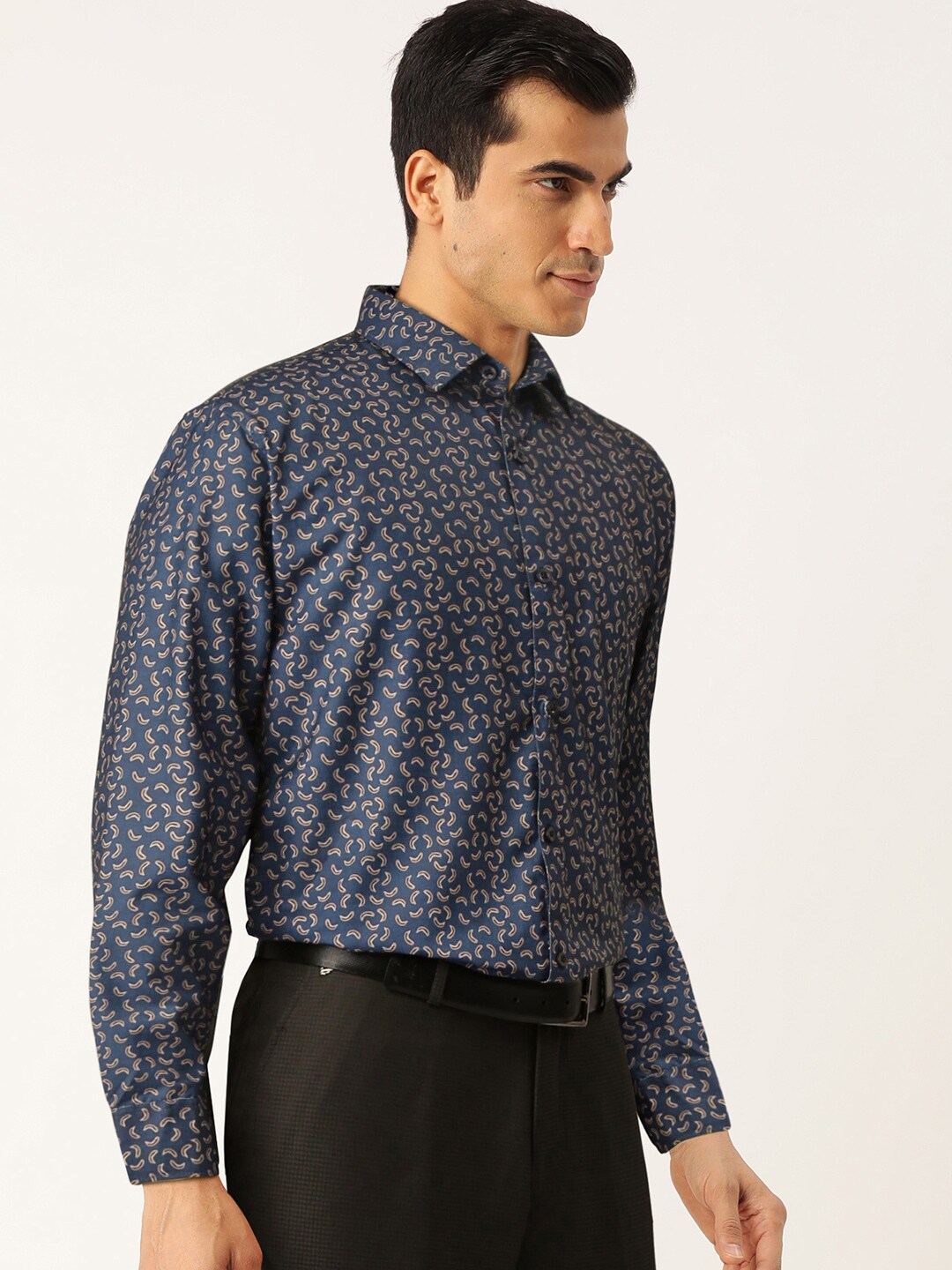 Jainish Navy Men's Cotton Printed Formal Shirt's ( SF 756Navy ) - Distacart
