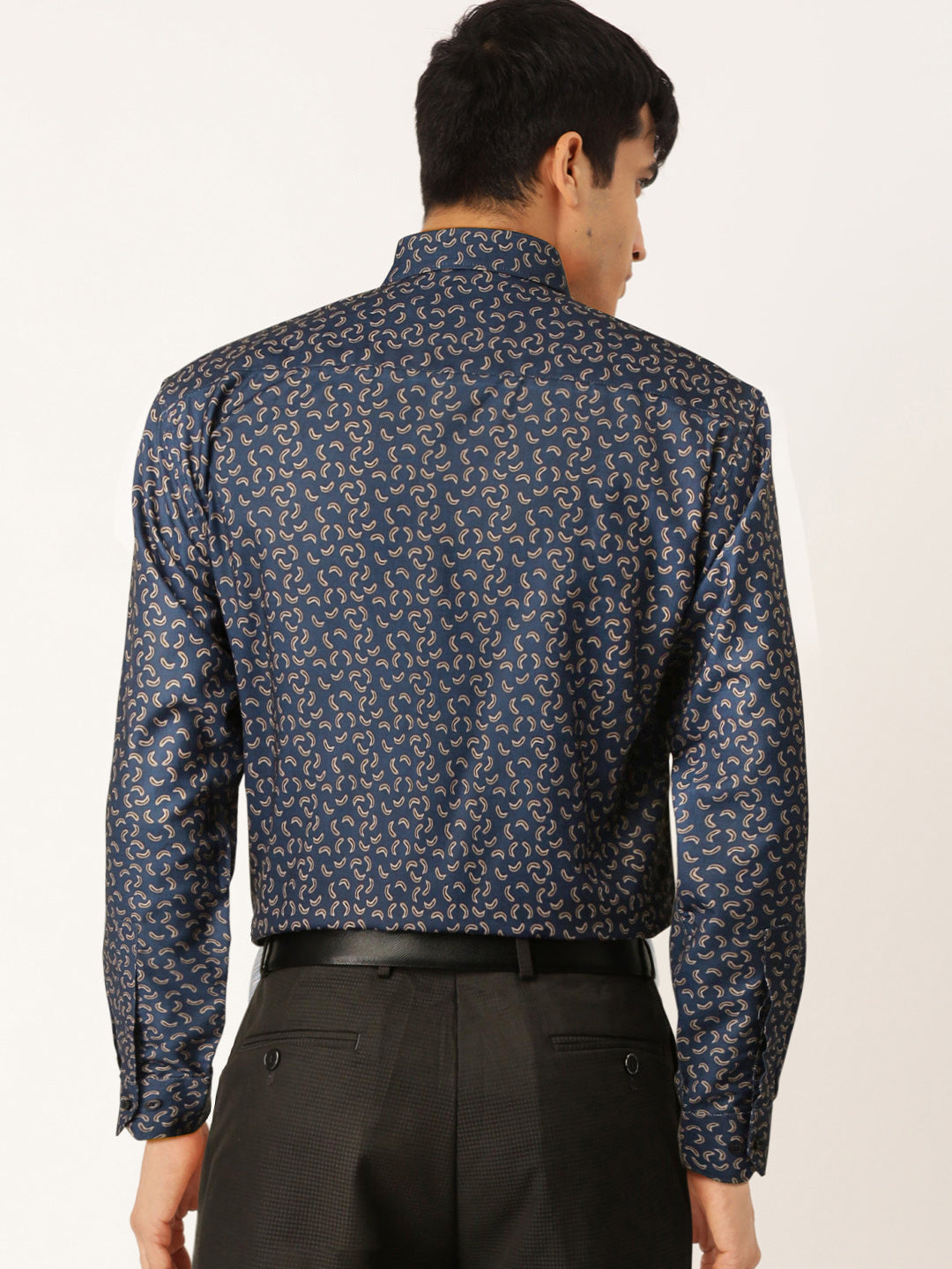 Jainish Navy Men's Cotton Printed Formal Shirt's ( SF 756Navy ) - Distacart