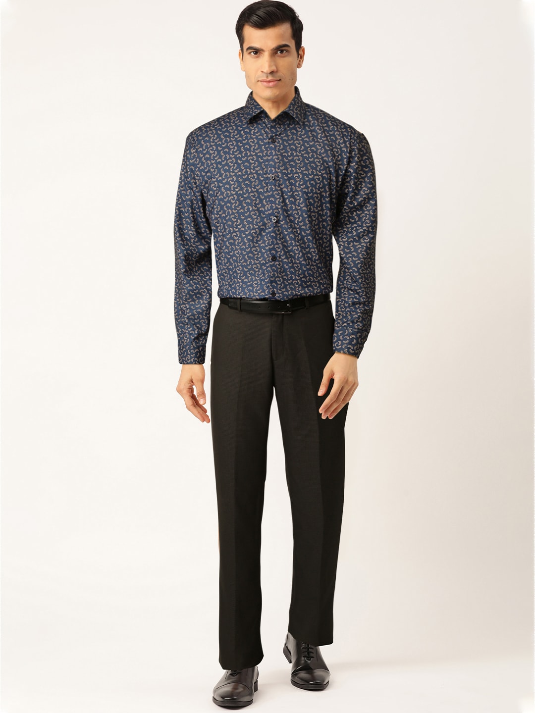 Jainish Navy Men's Cotton Printed Formal Shirt's ( SF 756Navy ) - Distacart