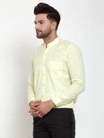 Thumbnail for Jainish Green Men's Cotton Solid Mandarin Collar Formal Shirts ( SF 757Lime ) - Distacart
