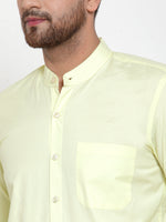 Thumbnail for Jainish Green Men's Cotton Solid Mandarin Collar Formal Shirts ( SF 757Lime ) - Distacart