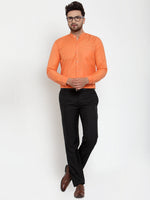 Thumbnail for Jainish Orange Men's Cotton Solid Mandarin Collar Formal Shirts ( SF 757Orange ) - Distacart