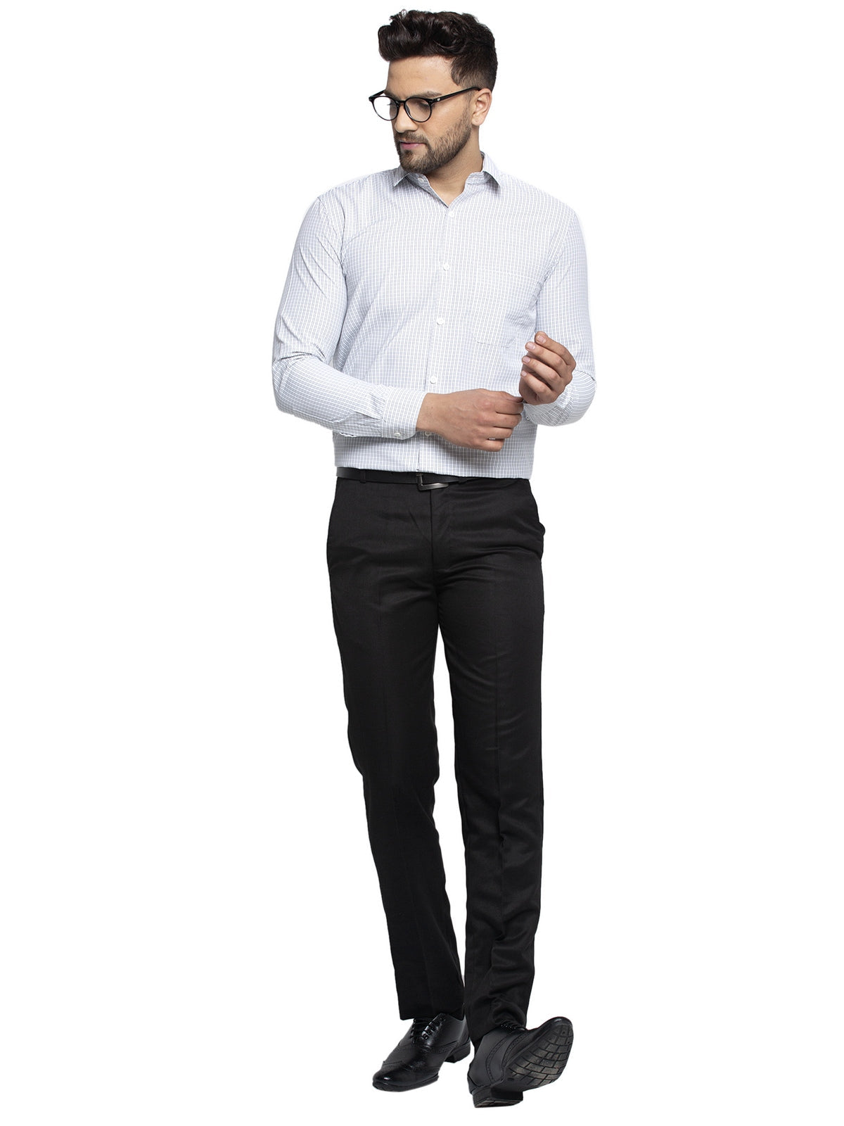 Jainish Black Men's Cotton Checked Formal Shirt's ( SF 758Black ) - Distacart