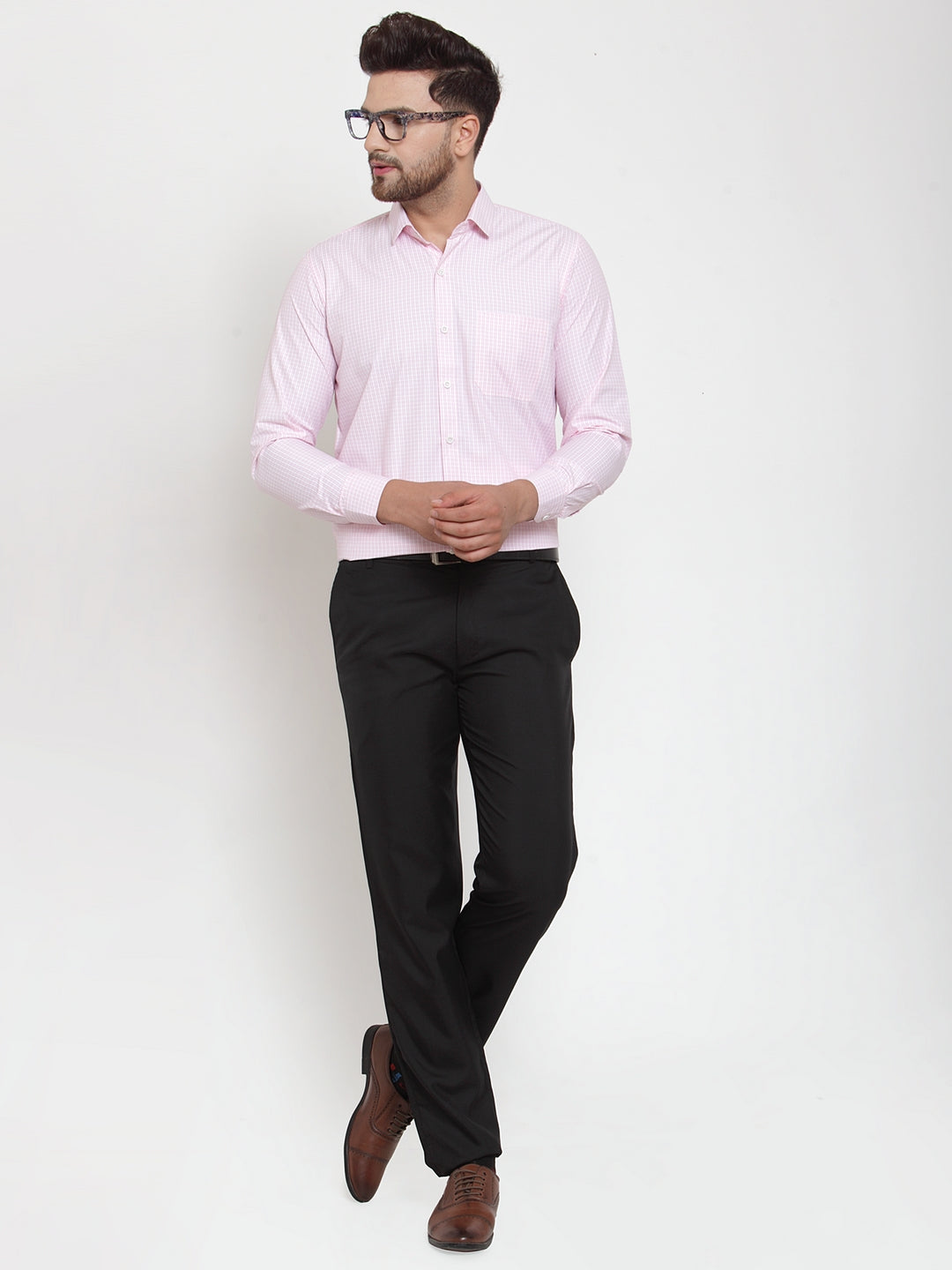 Jainish Pink Men's Cotton Checked Formal Shirt's ( SF 758Pink ) - Distacart
