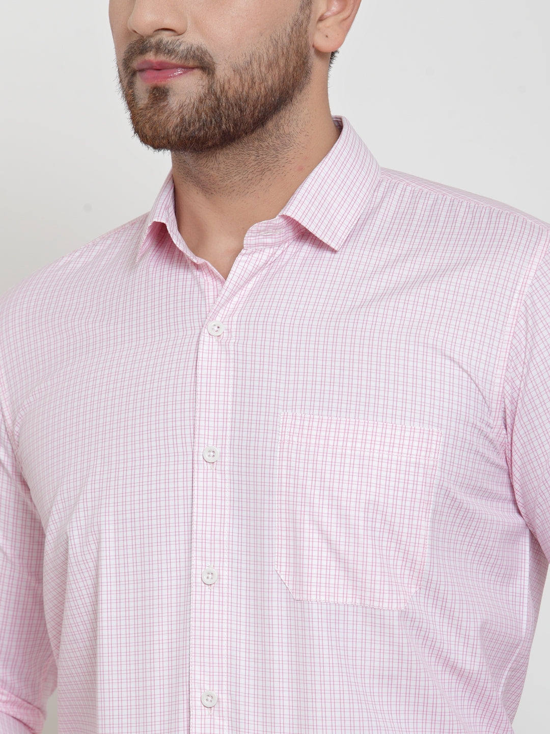 Jainish Pink Men's Cotton Checked Formal Shirt's ( SF 758Pink ) - Distacart