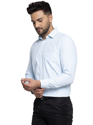 Jainish Blue Men's Cotton Checked Formal Shirt's ( SF 758Sky ) - Distacart