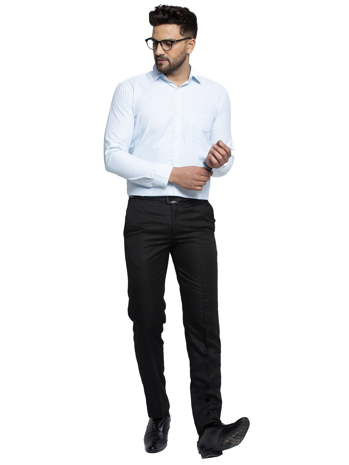 Jainish Blue Men's Cotton Checked Formal Shirt's ( SF 758Sky ) - Distacart