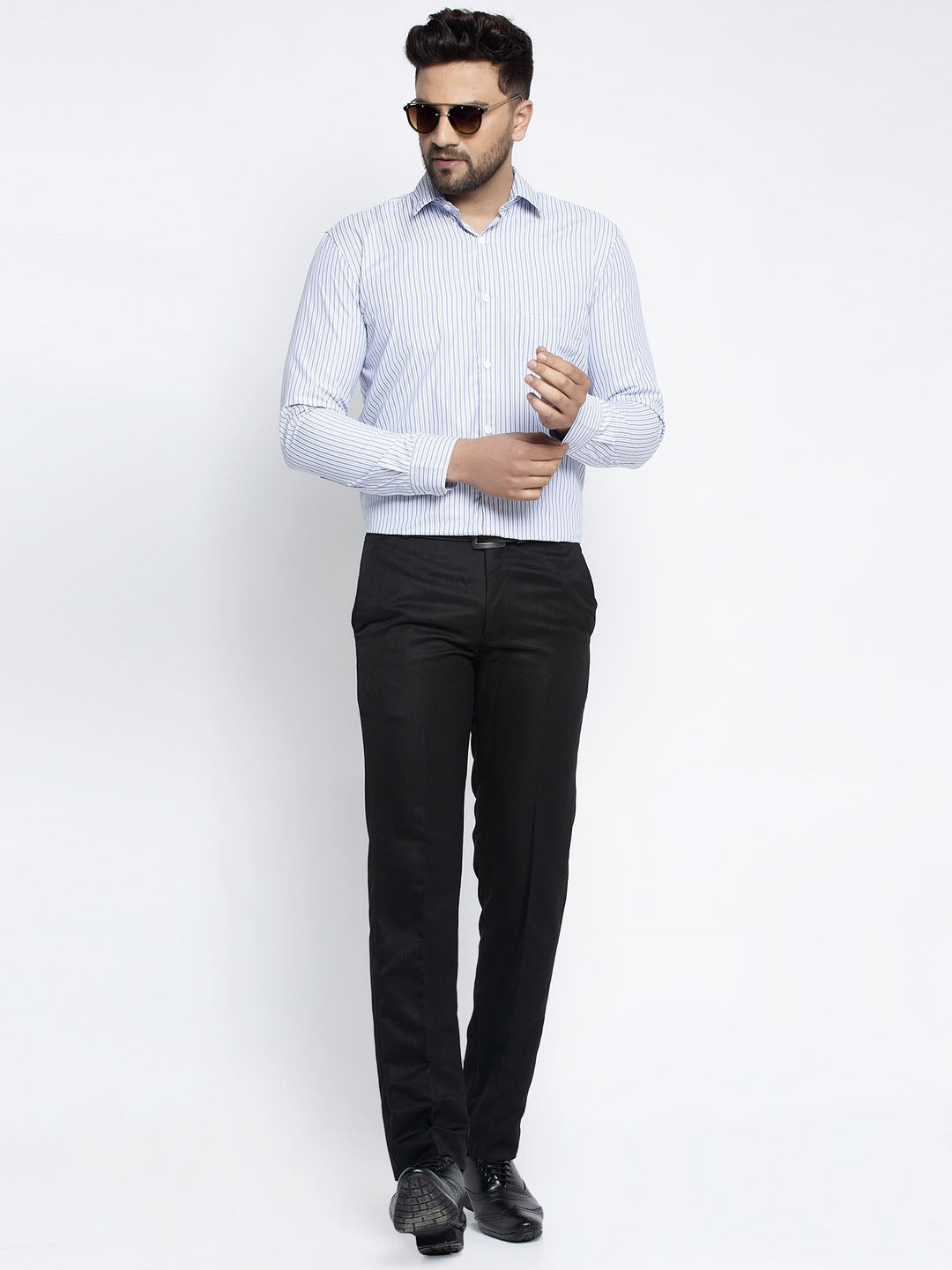 Jainish Blue Men's Cotton Striped Formal Shirt's ( SF 759Light-Blue ) - Distacart