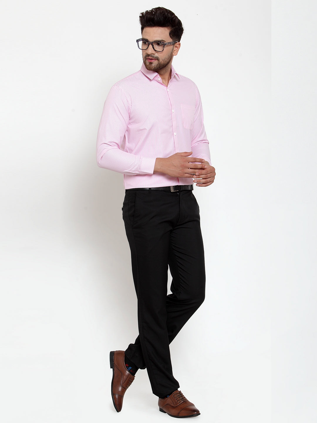 Jainish Pink Men's Cotton Striped Formal Shirt's ( SF 759Pink ) - Distacart