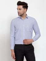 Thumbnail for Jainish Blue Men's Cotton Checked Formal Shirt's ( SF 760Sky ) - Distacart
