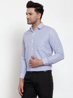 Thumbnail for Jainish Blue Men's Cotton Checked Formal Shirt's ( SF 760Sky ) - Distacart