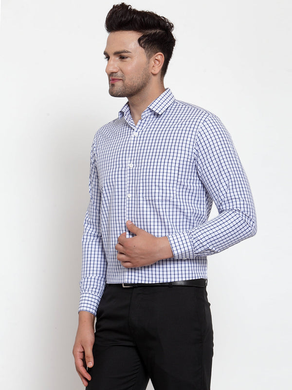 Jainish Blue Men's Cotton Checked Formal Shirt's ( SF 760Sky ) - Distacart