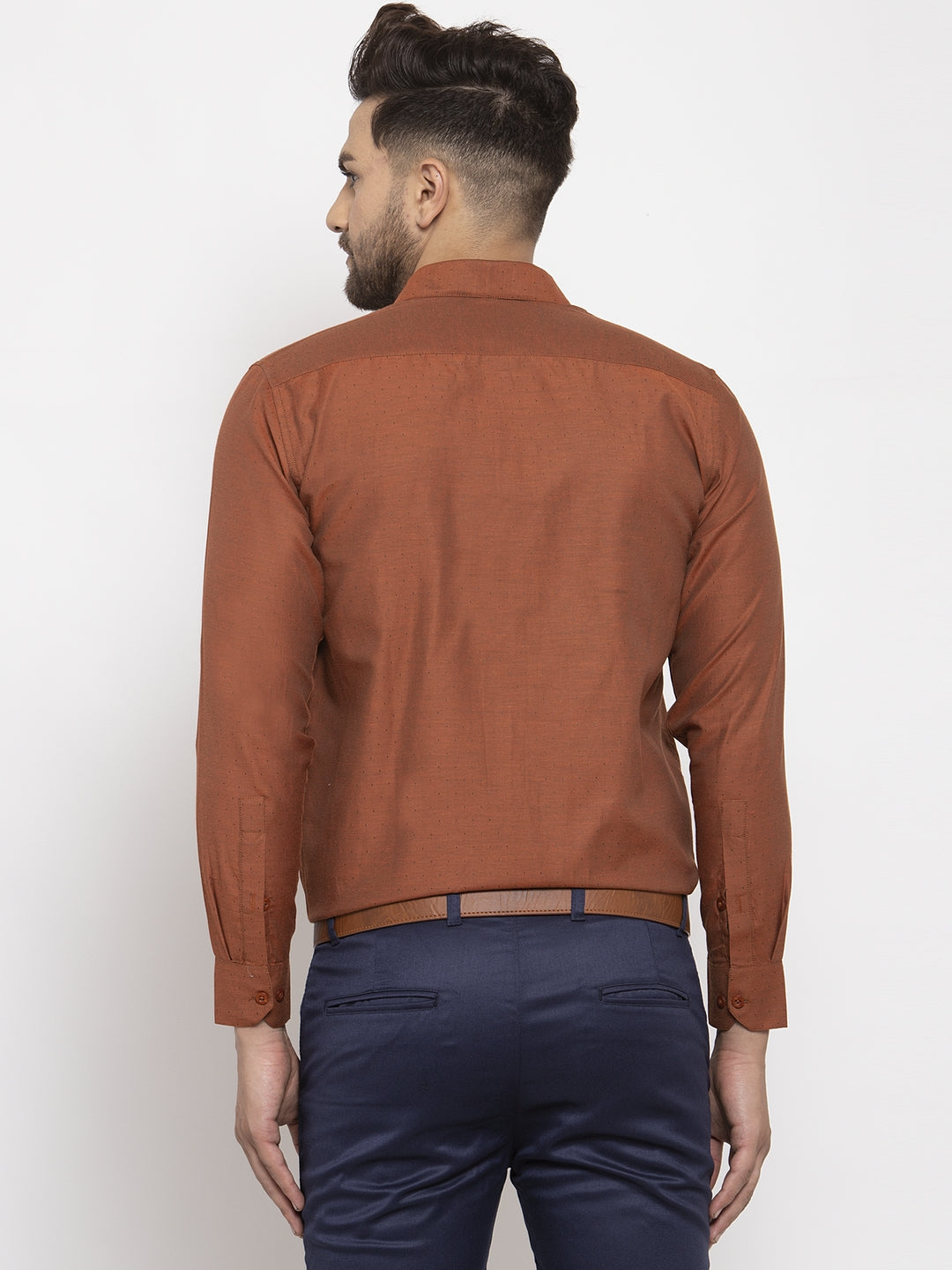 Jainish Brown Men's Cotton Polka Dots Formal Shirt's ( SF 761Brown ) - Distacart
