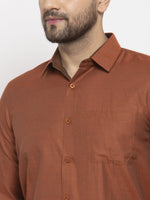 Thumbnail for Jainish Brown Men's Cotton Polka Dots Formal Shirt's ( SF 761Brown ) - Distacart