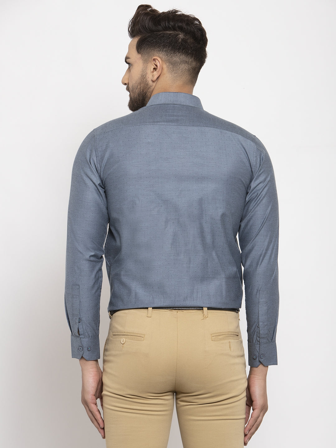 Jainish Grey Men's Cotton Polka Dots Formal Shirt's ( SF 761Grey ) - Distacart