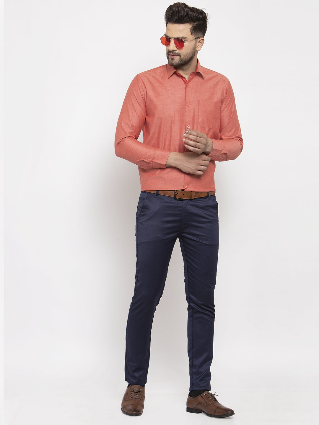 Jainish Orange Men's Cotton Polka Dots Formal Shirt's ( SF 761Keshar ) - Distacart