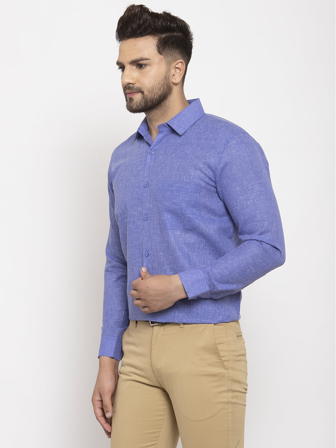 Jainish Blue Men's Dobby Solid Formal Shirts ( SF 762Blue ) - Distacart