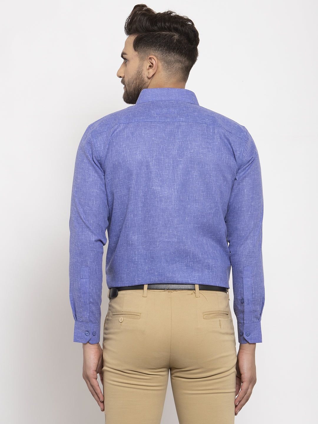 Jainish Blue Men's Dobby Solid Formal Shirts ( SF 762Blue ) - Distacart
