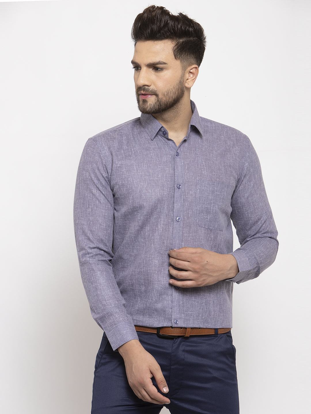 Jainish Grey Men's Dobby Solid Formal Shirts ( SF 762Grey ) - Distacart