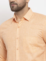 Thumbnail for Jainish Orange Men's Dobby Solid Formal Shirts ( SF 762Light-Orange ) - Distacart